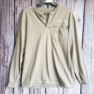 Carhartt Flame Resistant Beige CAT2 2112 Long Sleeves Loose Fit Henley Mens